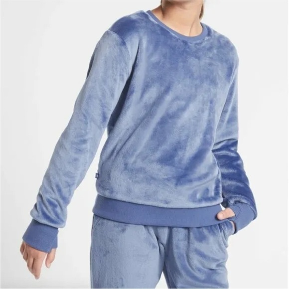 Athleta Girl Chambray Blue Feelin' Good Crew Neck Sweatshirt 7 Girls - Picture 1 of 4